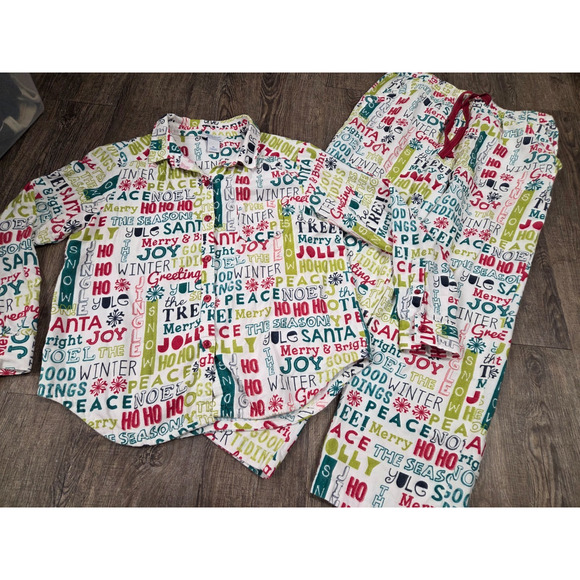 Sleep Sense Portuguese Flannel Christmas Holiday Pajamas Set Shirt Pants Medium - Picture 1 of 3